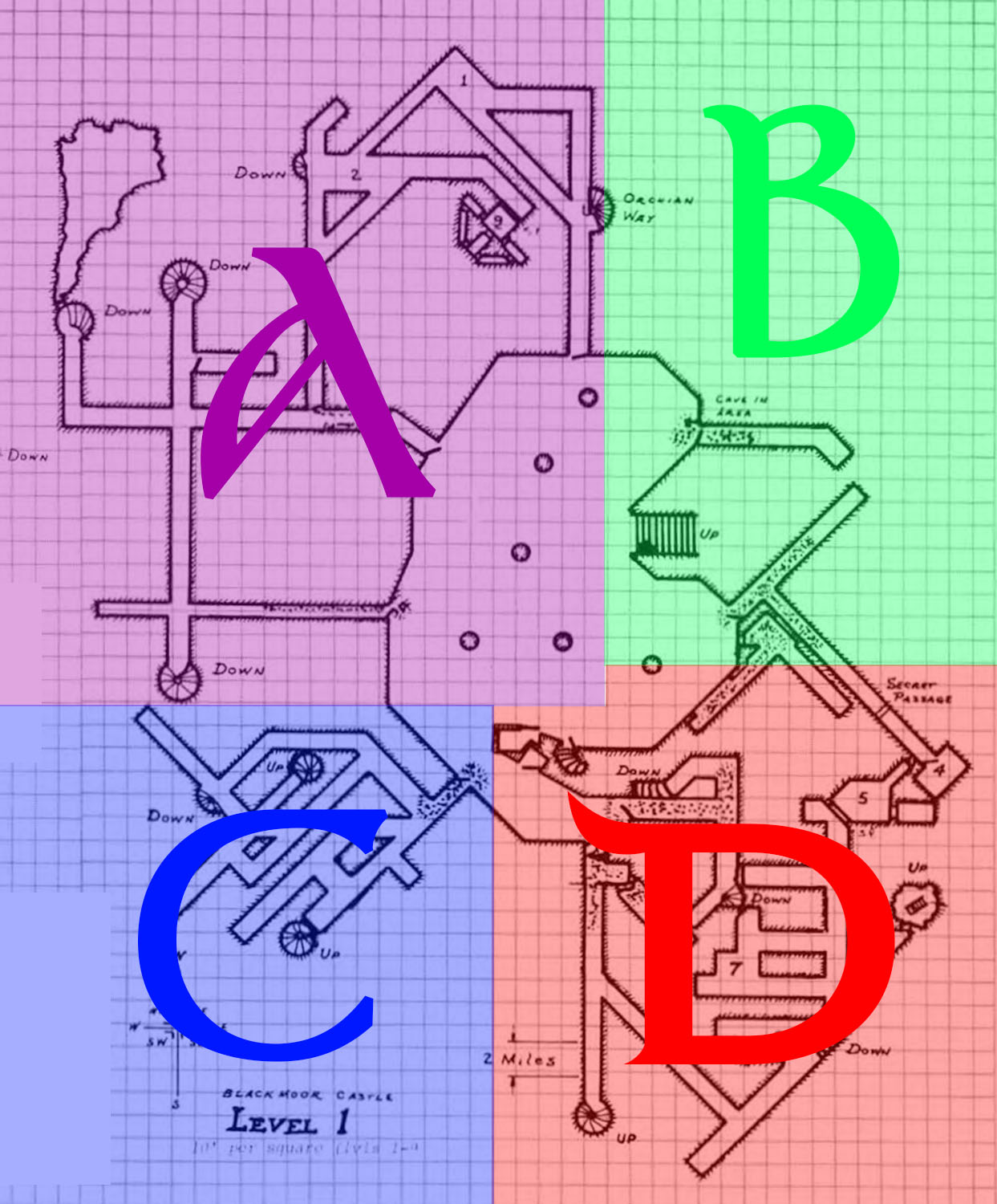 Castle Blackmoor - Level 1 - Quadrants