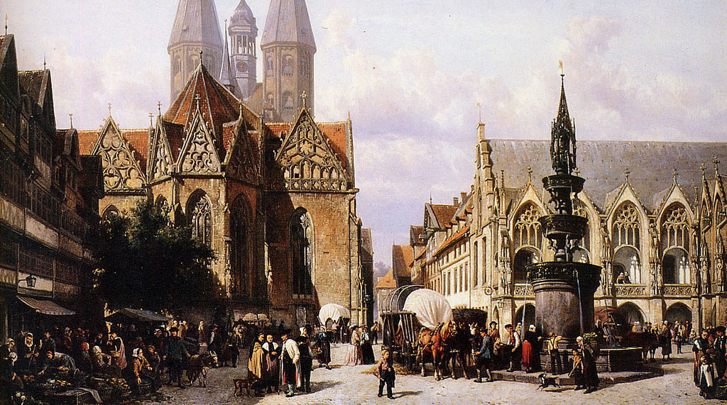 Alstadtmarkt in Brunswijk by Cornelis Springer (Partial)