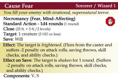 Cause Fear Spell - 4th Edition Style