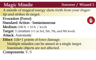 Magic Missile Spell - 4th Edition Style