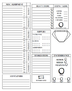 Encumbrance by Stone - L&L Equipment Sheet