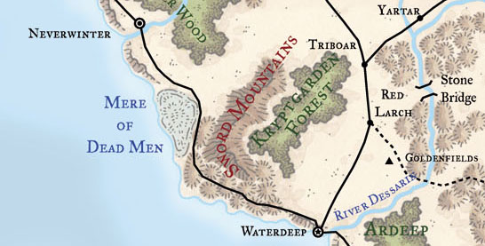 Map of Faerun - Near Waterdeep