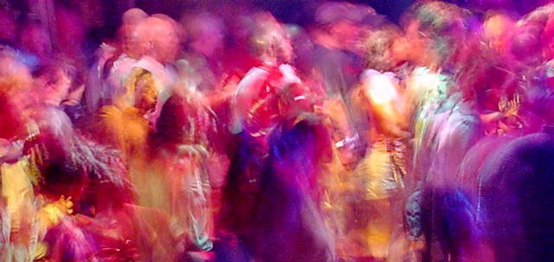 Rave dancers in natural motion - experimental digital photography by Rick Doble