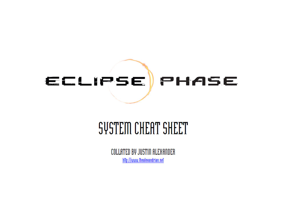 Eclipse Phase - System Cheat Sheet