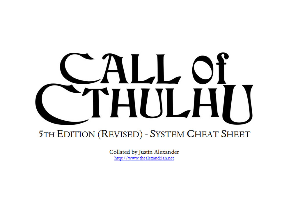 Updates to our Call of Cthulhu Character Sheet