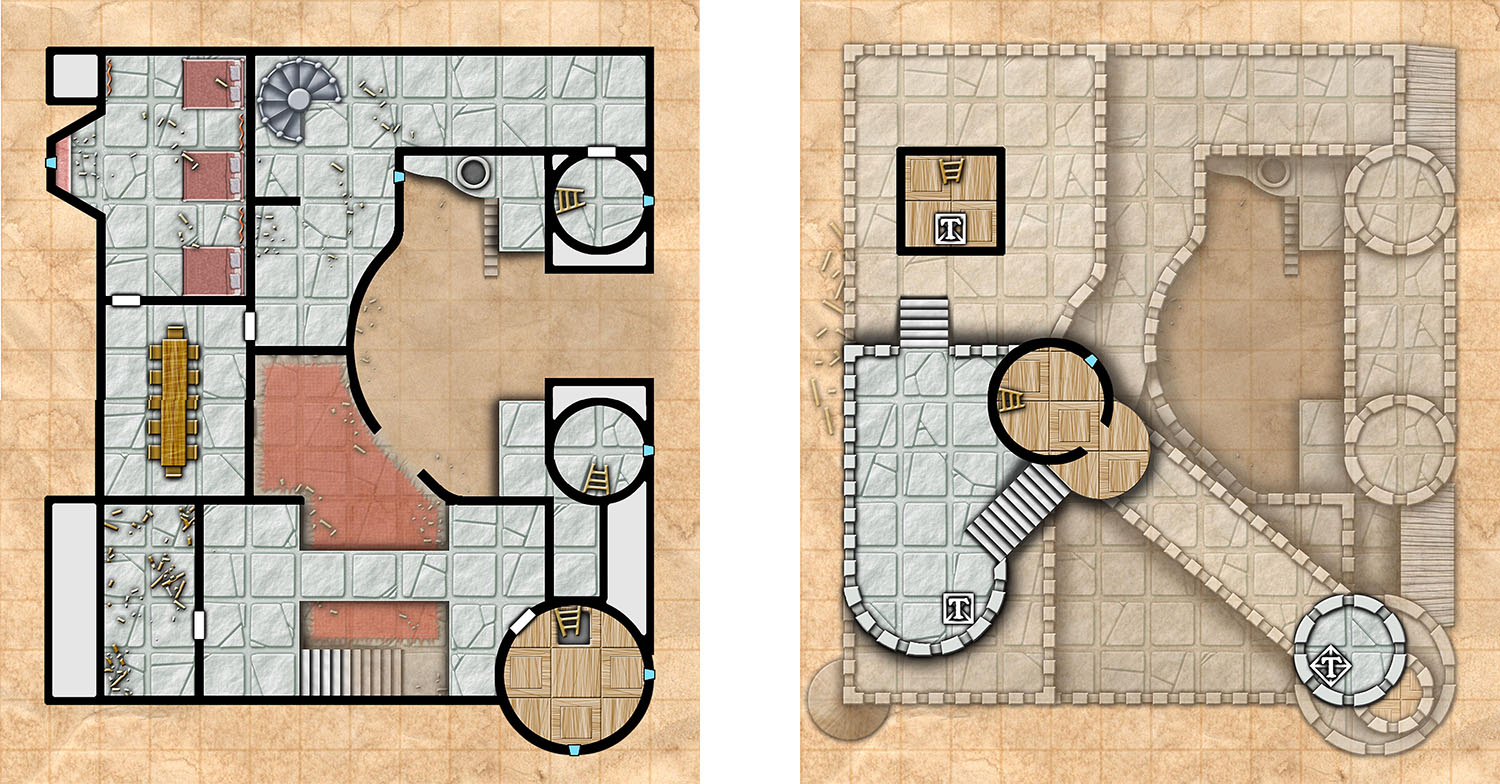 Ptolus: Night of Dissolution - Pythoness House (Maps by SkeletonKey Games)