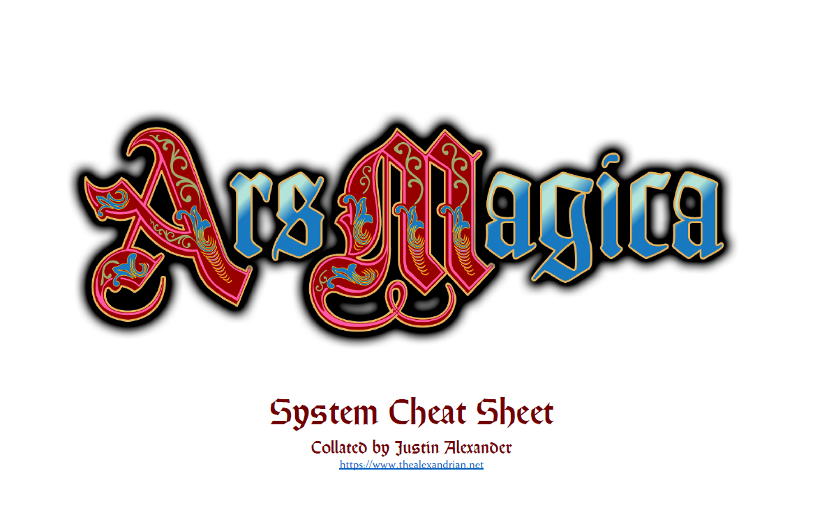 Ars Magica 5th Edition - System Cheat Sheet
